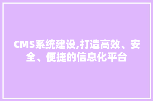 CMS系统建设,打造高效、安全、便捷的信息化平台 SEO关键词