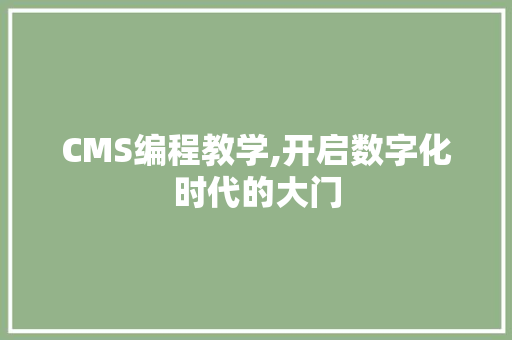 CMS编程教学,开启数字化时代的大门 网站建设公司