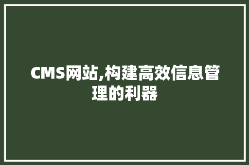 CMS网站,构建高效信息管理的利器 网站建设公司
