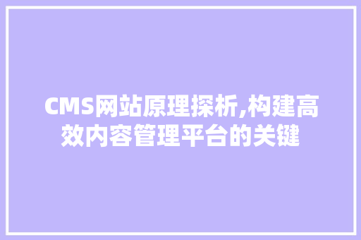 CMS网站原理探析,构建高效内容管理平台的关键 SEO关键词