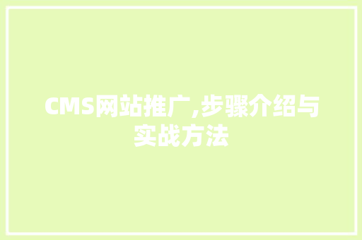 CMS网站推广,步骤介绍与实战方法
