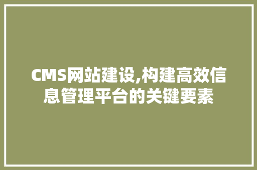 CMS网站建设,构建高效信息管理平台的关键要素 SEO关键词