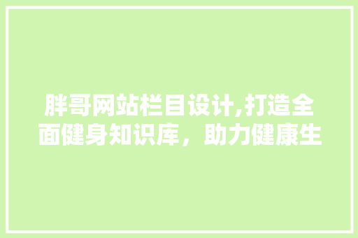 胖哥网站栏目设计,打造全面健身知识库，助力健康生活