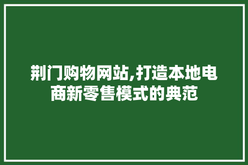 荆门购物网站,打造本地电商新零售模式的典范