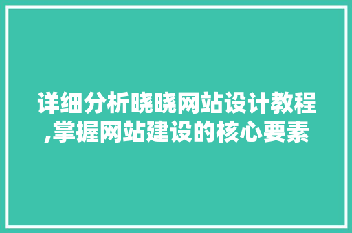 详细分析晓晓网站设计教程,掌握网站建设的核心要素