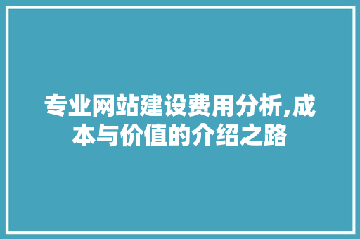 专业网站建设费用分析,成本与价值的介绍之路 专业网站建设费用分析,成本与价值的介绍之路 必应SEO
