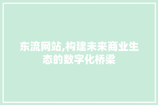 东流网站,构建未来商业生态的数字化桥梁