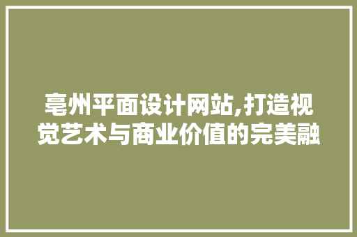 亳州平面设计网站,打造视觉艺术与商业价值的完美融合