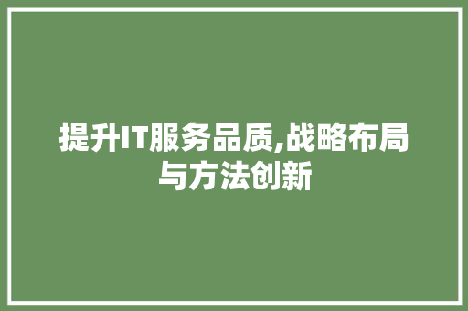 提升IT服务品质,战略布局与方法创新 搜狗SEO