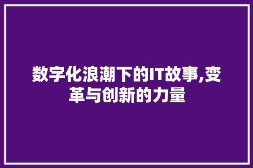 数字化浪潮下的IT故事,变革与创新的力量 神马SEO