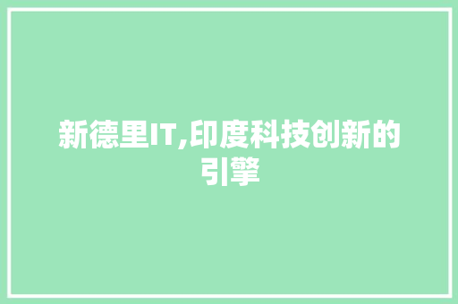新德里IT,印度科技创新的引擎
