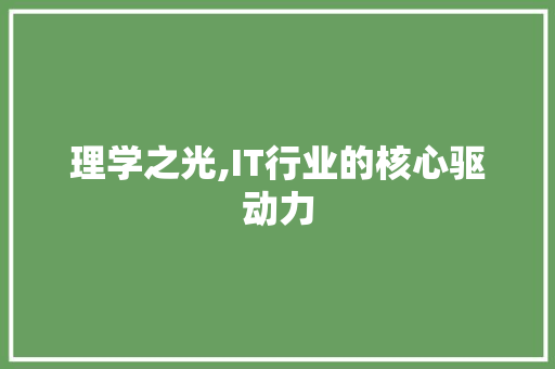 理学之光,IT行业的核心驱动力 百度SEO