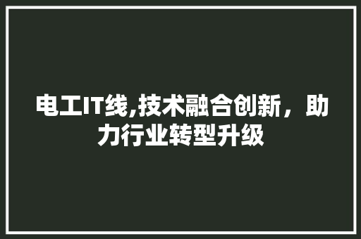 电工IT线,技术融合创新，助力行业转型升级