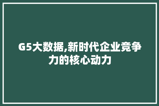 G5大数据,新时代企业竞争力的核心动力 网站建设公司