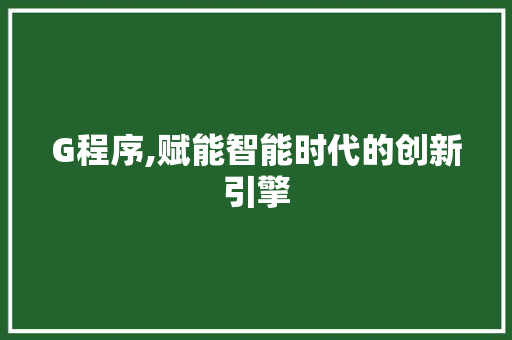 G程序,赋能智能时代的创新引擎