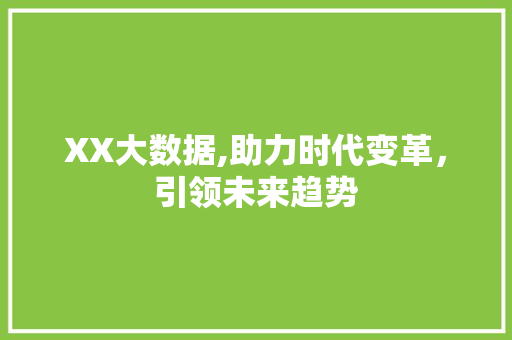 XX大数据,助力时代变革，引领未来趋势 SEO关键词