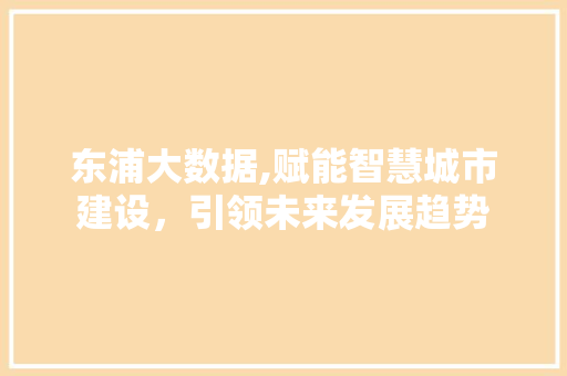 东浦大数据,赋能智慧城市建设，引领未来发展趋势 神马SEO