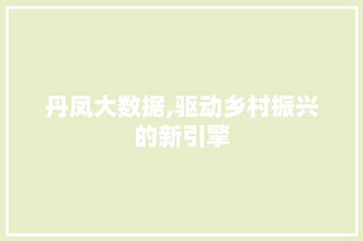 丹凤大数据,驱动乡村振兴的新引擎 SEO关键词