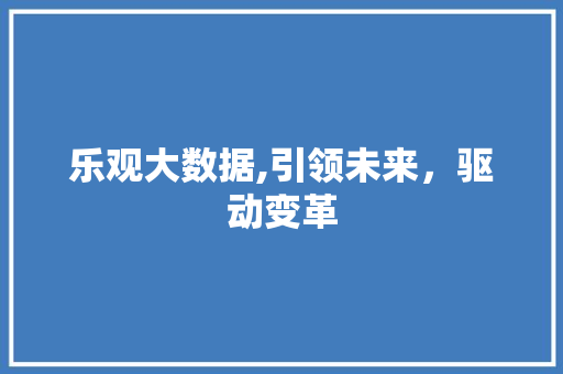 乐观大数据,引领未来，驱动变革
