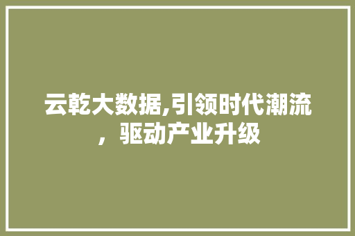云乾大数据,引领时代潮流，驱动产业升级
