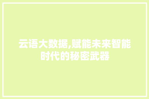 云语大数据,赋能未来智能时代的秘密武器