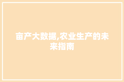 亩产大数据,农业生产的未来指南 网站建设公司