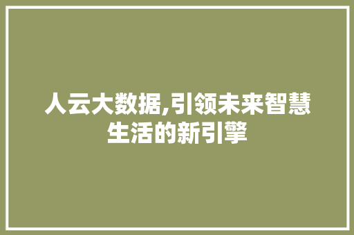 人云大数据,引领未来智慧生活的新引擎 百度SEO