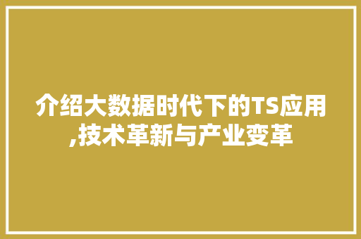 介绍大数据时代下的TS应用,技术革新与产业变革