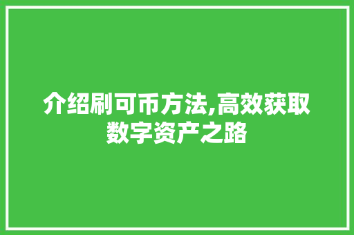 介绍刷可币方法,高效获取数字资产之路 百度SEO