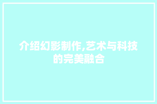 介绍幻影制作,艺术与科技的完美融合