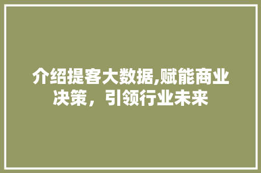 介绍提客大数据,赋能商业决策,引领行业未来 搜狗SEO 介绍提客大数据,赋能商业决策,引领行业未来 搜狗SEO