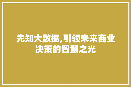 先知大数据,引领未来商业决策的智慧之光 百度SEO