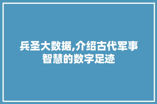 兵圣大数据,介绍古代军事智慧的数字足迹 网站建设公司