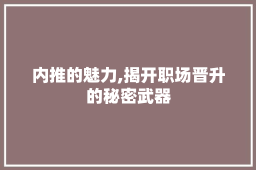 内推的魅力,揭开职场晋升的秘密武器 网站建设公司
