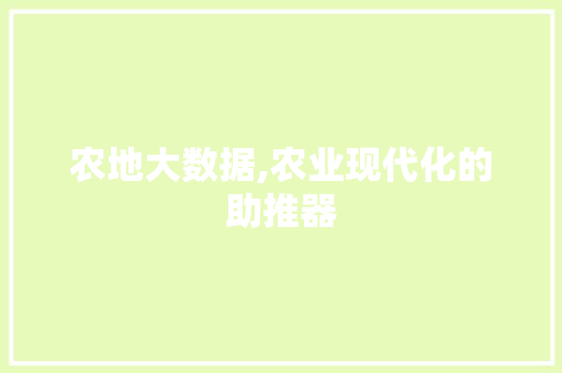 农地大数据,农业现代化的助推器 必应SEO