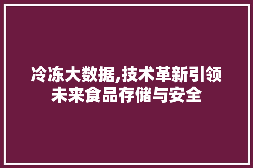 冷冻大数据,技术革新引领未来食品存储与安全