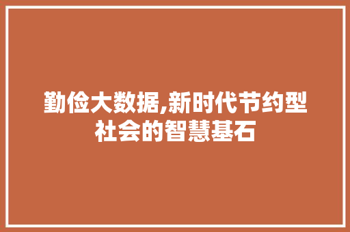 勤俭大数据,新时代节约型社会的智慧基石