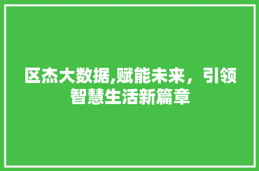 区杰大数据,赋能未来，引领智慧生活新篇章