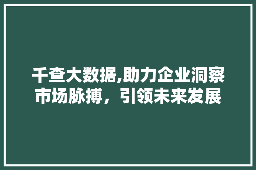 千查大数据,助力企业洞察市场脉搏，引领未来发展