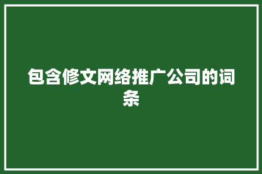 包含修文网络推广公司的词条