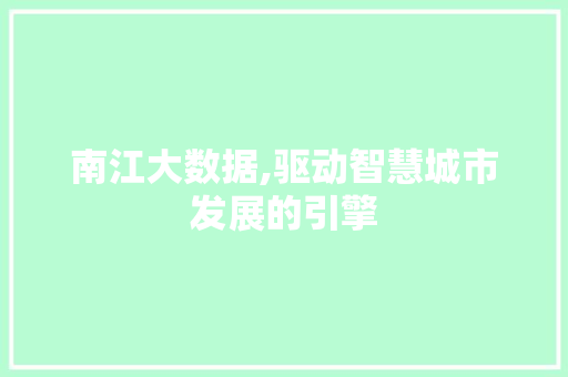 南江大数据,驱动智慧城市发展的引擎 百度SEO