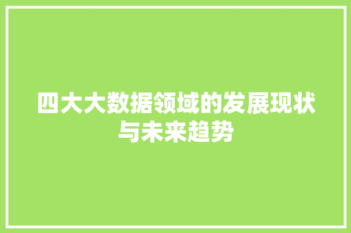 四大大数据领域的发展现状与未来趋势 SEO关键词