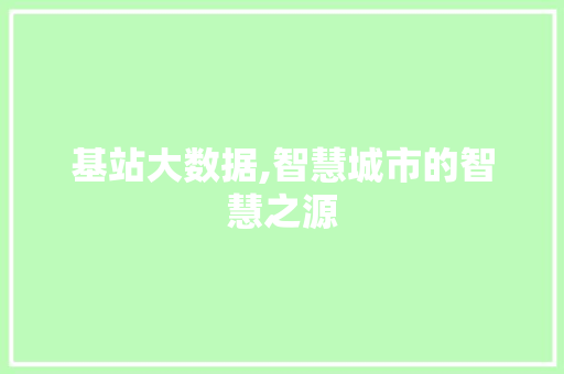 基站大数据,智慧城市的智慧之源 SEO关键词