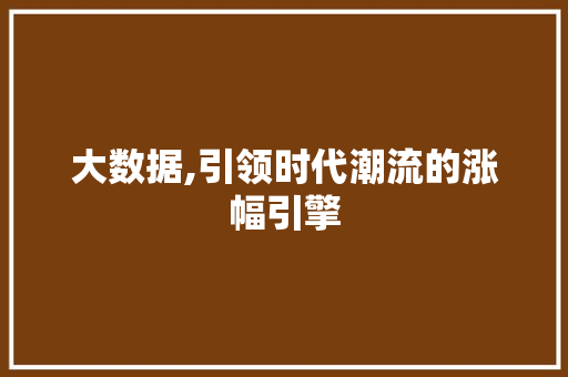 大数据,引领时代潮流的涨幅引擎