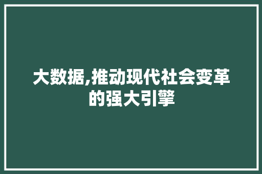 大数据,推动现代社会变革的强大引擎 必应SEO