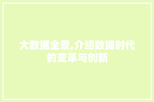大数据全景,介绍数据时代的变革与创新 必应SEO
