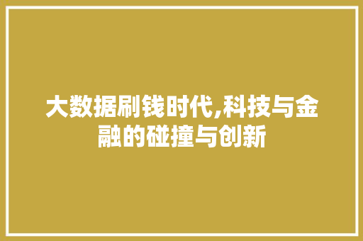 大数据刷钱时代,科技与金融的碰撞与创新 SEO关键词