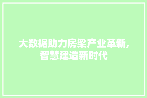 大数据助力房梁产业革新,智慧建造新时代