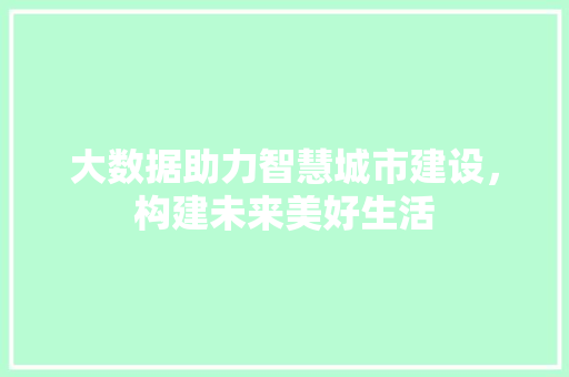 大数据助力智慧城市建设，构建未来美好生活 搜狗SEO
