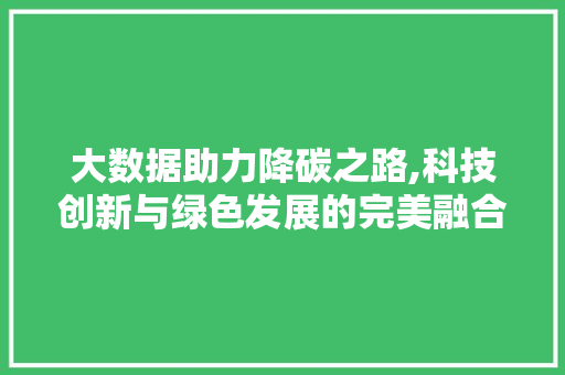 大数据助力降碳之路,科技创新与绿色发展的完美融合